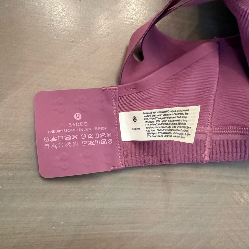 NWT 36DDD Lululemon Air Support Bra - Vintage Plum/Vivid Plum - Picture 6 of 6